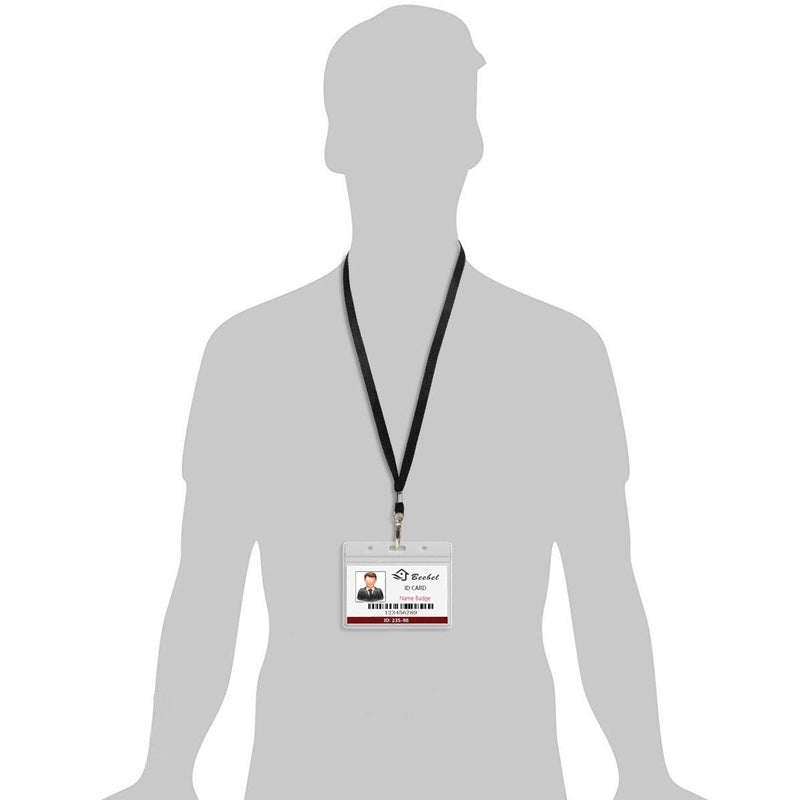 Beebel Black Lanyards 50Pcs 18" Lanyard with Badge Clip - Image 3